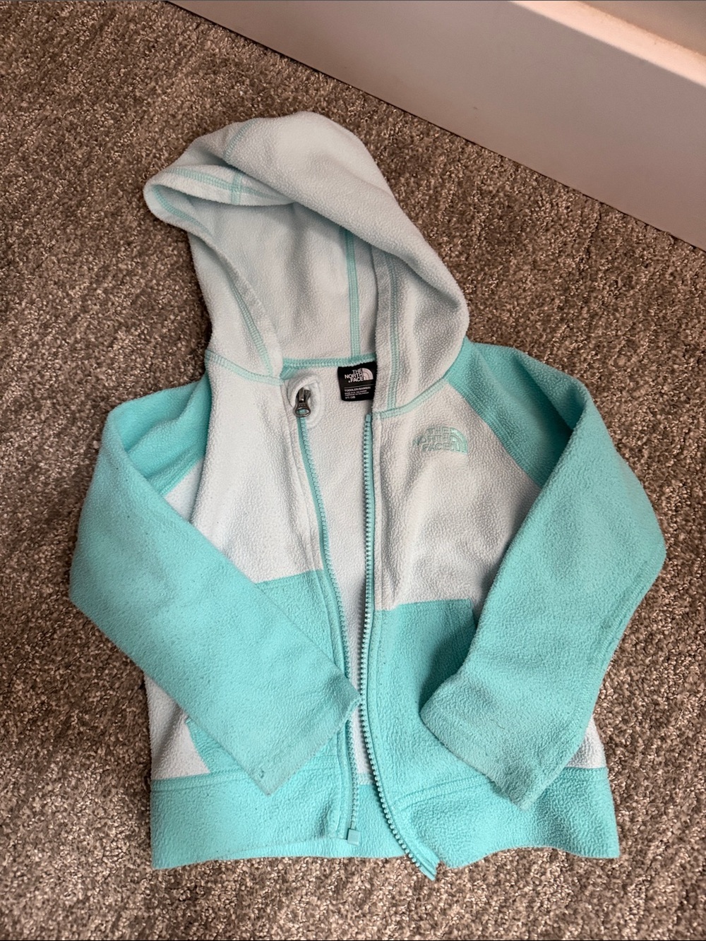 The North Face Girls' Mint & Light Aqua Hooded Fleece Zip Jacket